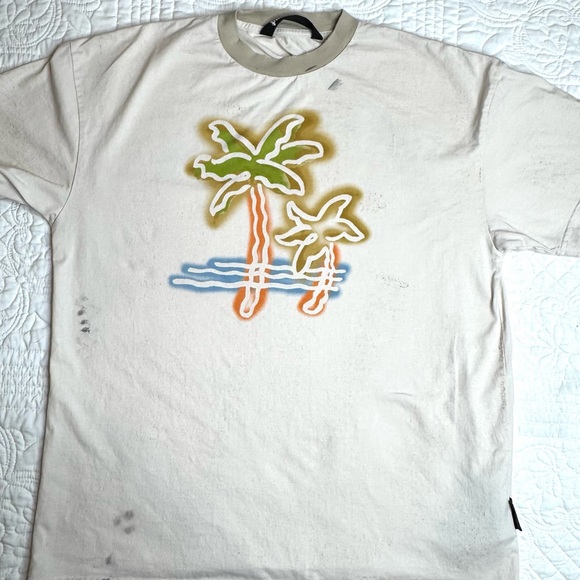 Palm Angels Palm Neon T-Shirt Off White/Multicolor Medium Authentic - Picture 1 of 14